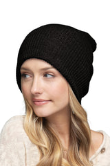 Solid Slouchy Knit Beanie Wide Wale