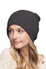 Solid Slouchy Knit Beanie Wide Wale