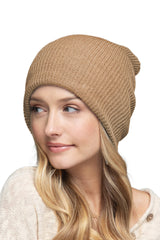 Solid Slouchy Knit Beanie Wide Wale