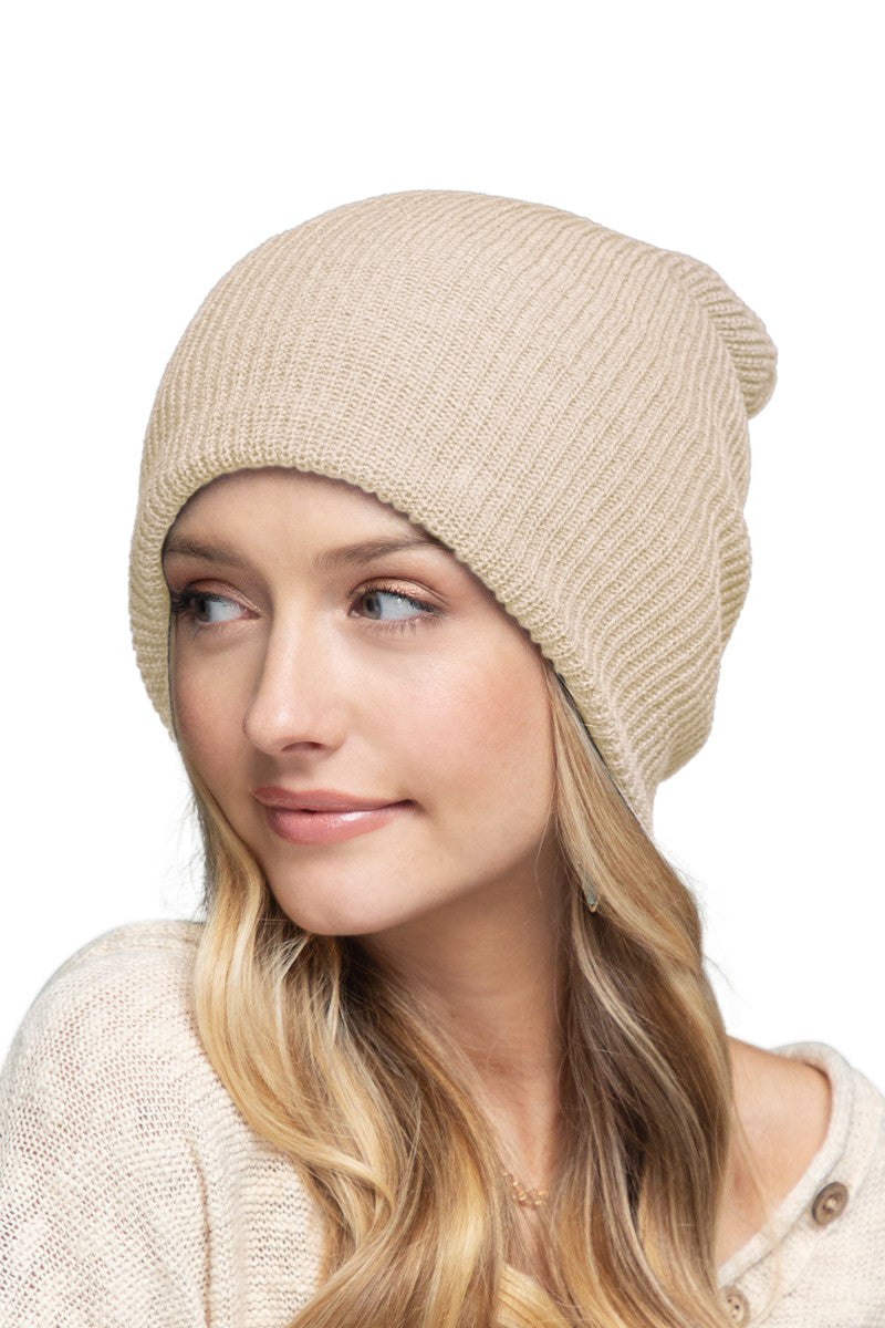 C.C. Solid Slouchy Knit Beanie Wide Wale - Beanies Hats