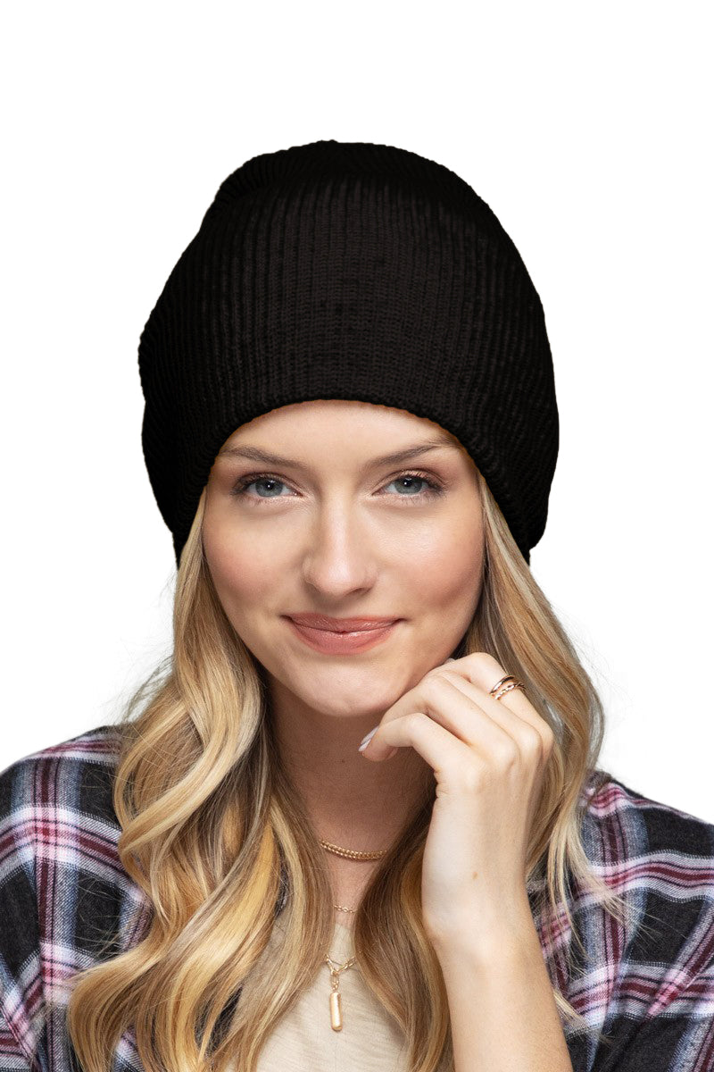 C.C. Solid Slouchy Knit Beanie Wide Wale - Beanies Hats