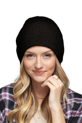 Solid Slouchy Knit Beanie Wide Wale