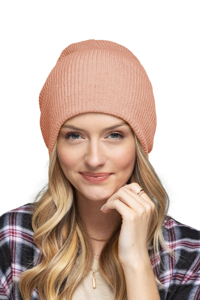 C.C. Solid Slouchy Knit Beanie Wide Wale - Beanies Hats