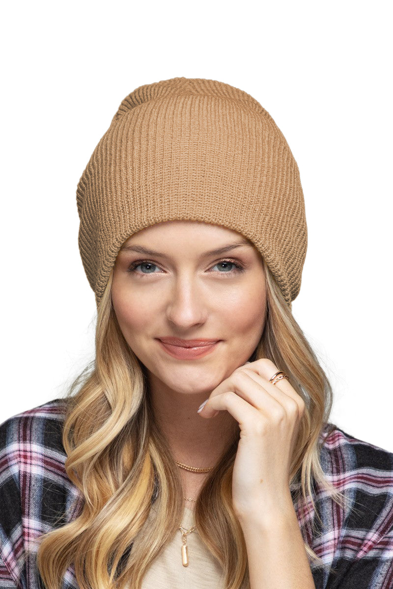 C.C. Solid Slouchy Knit Beanie Wide Wale - Beanies Hats