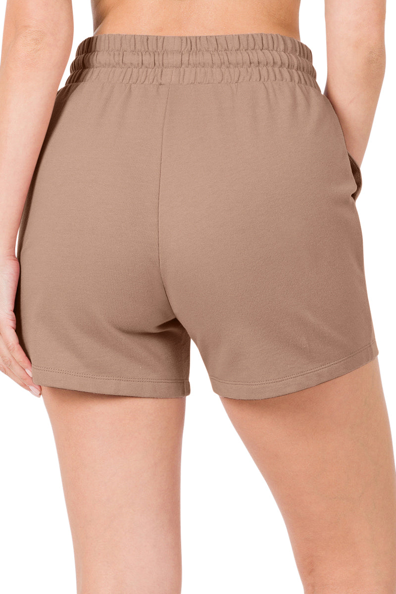 Zenana French Terry Drawstring Waist Shorts - Shorts sb_bottoms