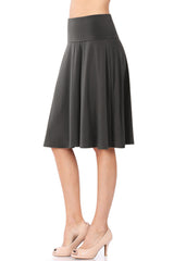 High Waist Fold Over A-Line Flared Midi Swing Skirt