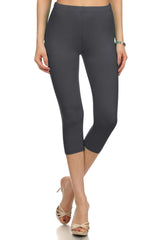 High Waist Solid Microfiber Ultra Soft Capri Leggings (One Size)