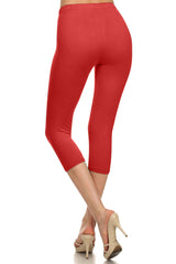 High Waist Solid Microfiber Ultra Soft Capri Leggings (One Size)