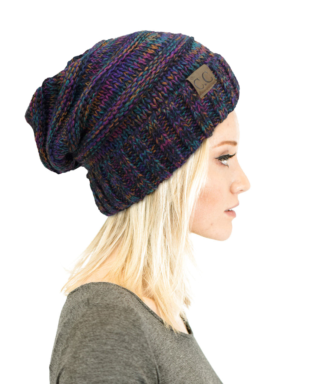Unisex Solid Oversized Slouchy Knit Beanie