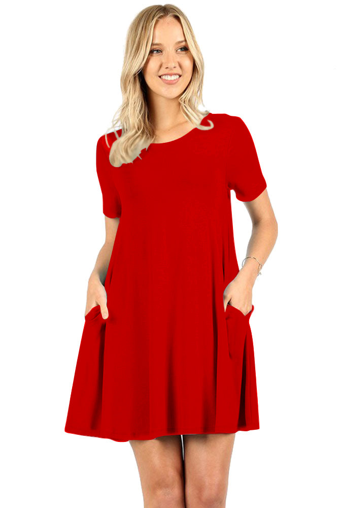 Zenana Short Sleeve Flared Straight Hem Tunic - sb_dresses