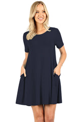 Short Sleeve Flared Straight Hem Tunic Tunics- Niobe Clothing