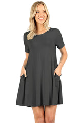 Short Sleeve Flared Straight Hem Tunic Tunics- Niobe Clothing