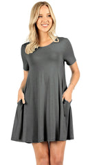 Short Sleeve Flared Straight Hem Tunic Tunics- Niobe Clothing