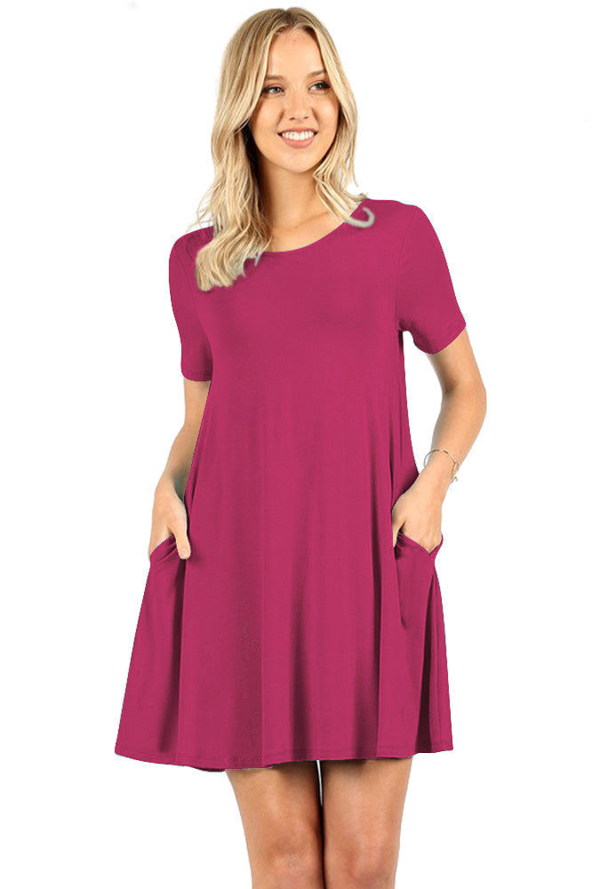 Zenana Short Sleeve Flared Straight Hem Tunic - sb_dresses