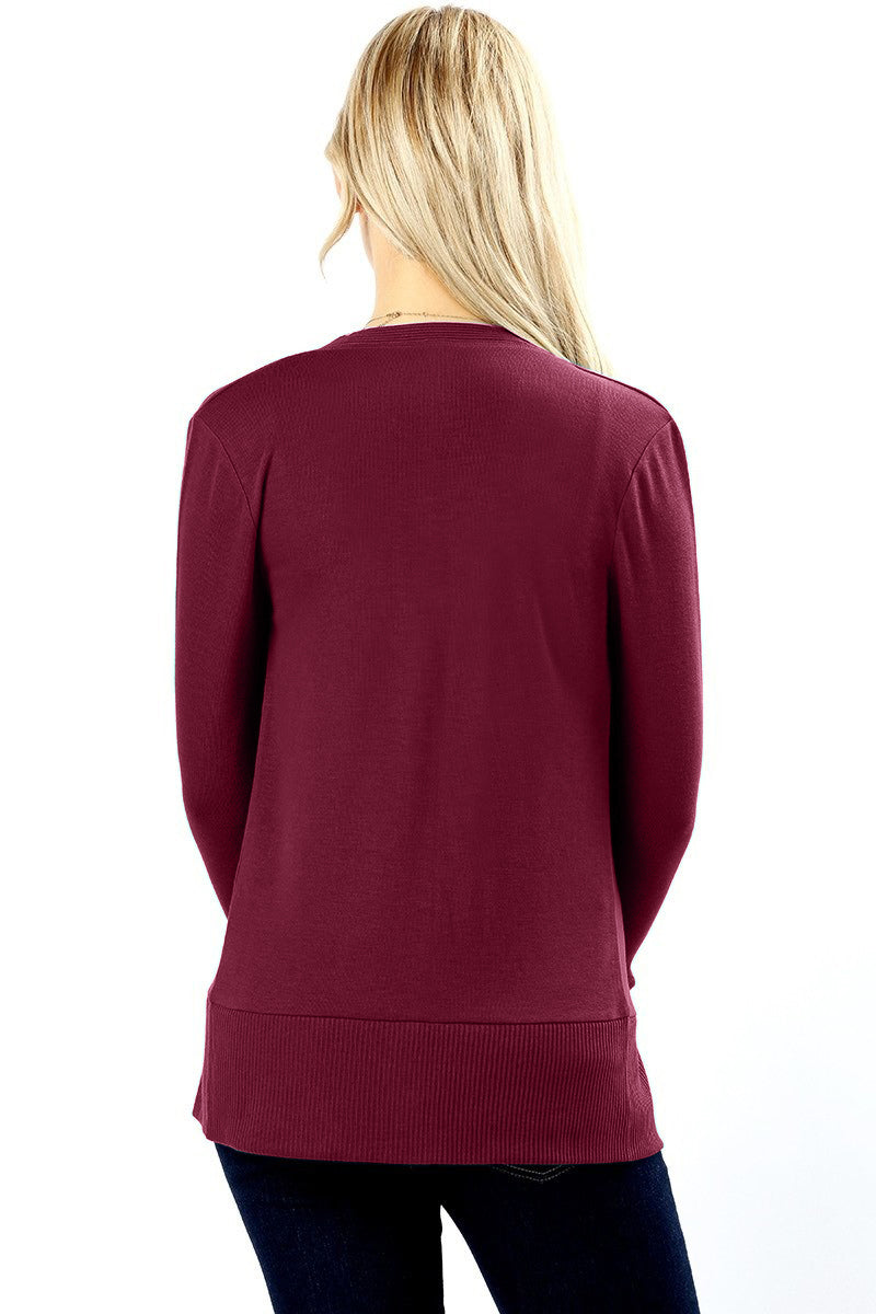 Zenana Snap Button Long Sleeve Sweater Cardigan - Cardigans sb_outerwear