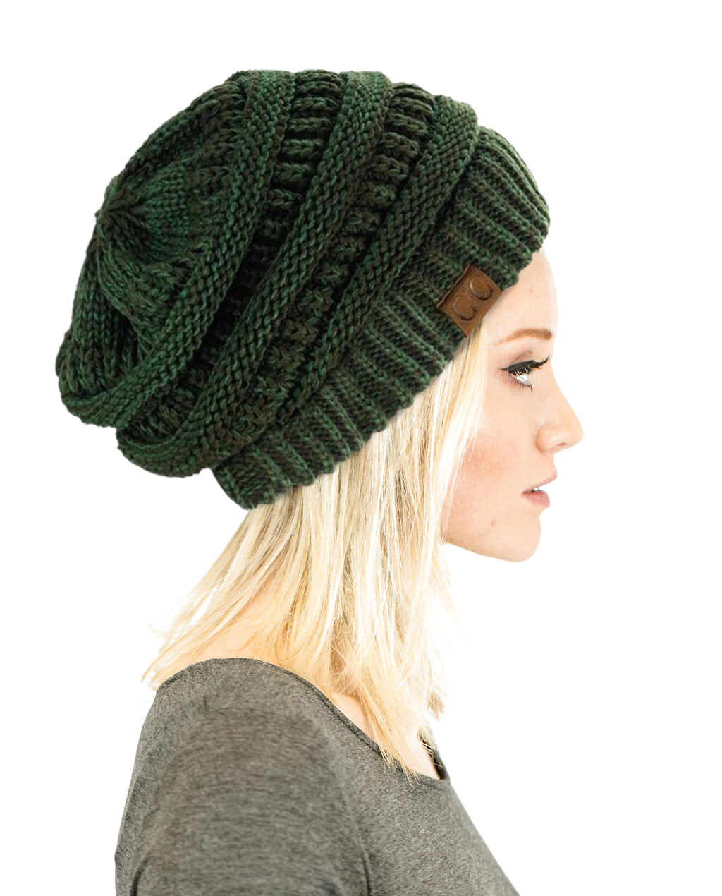 C.C. Two-Toned Unisex Soft Stretch Knit Slouchy Skull Beanie - Beanies Hats