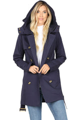 Cotton Hooded Twill Trench Coat with Belt Jackets- Niobe Clothing