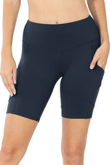 High Waist Active Biker Running Yoga Shorts w/ Pockets