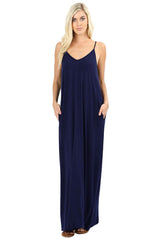 V-Neck Cami Spaghetti Strap Maxi Dress dress- Niobe Clothing