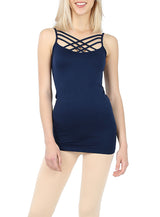 Seamless Nylon Criss Cross Cami Long Tank Top