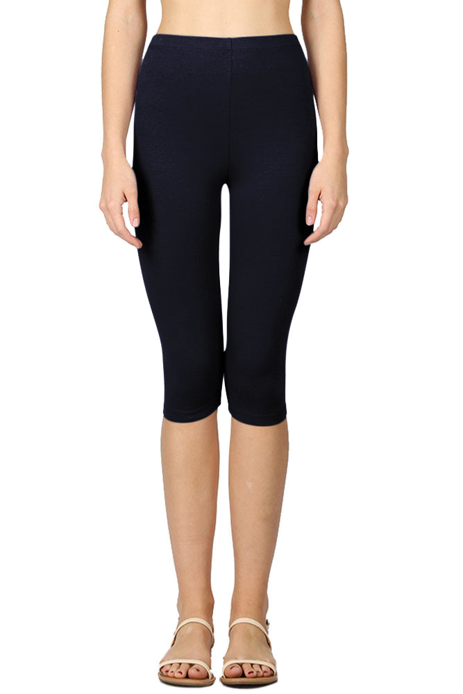 Zenana High Waist Cotton Capri Leggings - Legging Shorts sb_bottoms