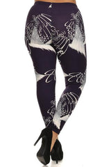 Niobe Clothing Dark Purple Abstraction Design Plus Size Leggings - leggings