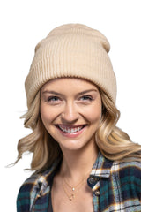 Solid Slouchy Knit Beanie Wide Wale