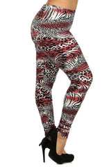 Niobe Clothing Pink Animal Multi Design Plus Size Leggings - leggings