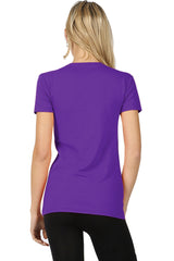 Womens Basic Cotton Crew Neck Short Sleeve Long Tee Shirt Tops- Niobe Clothing