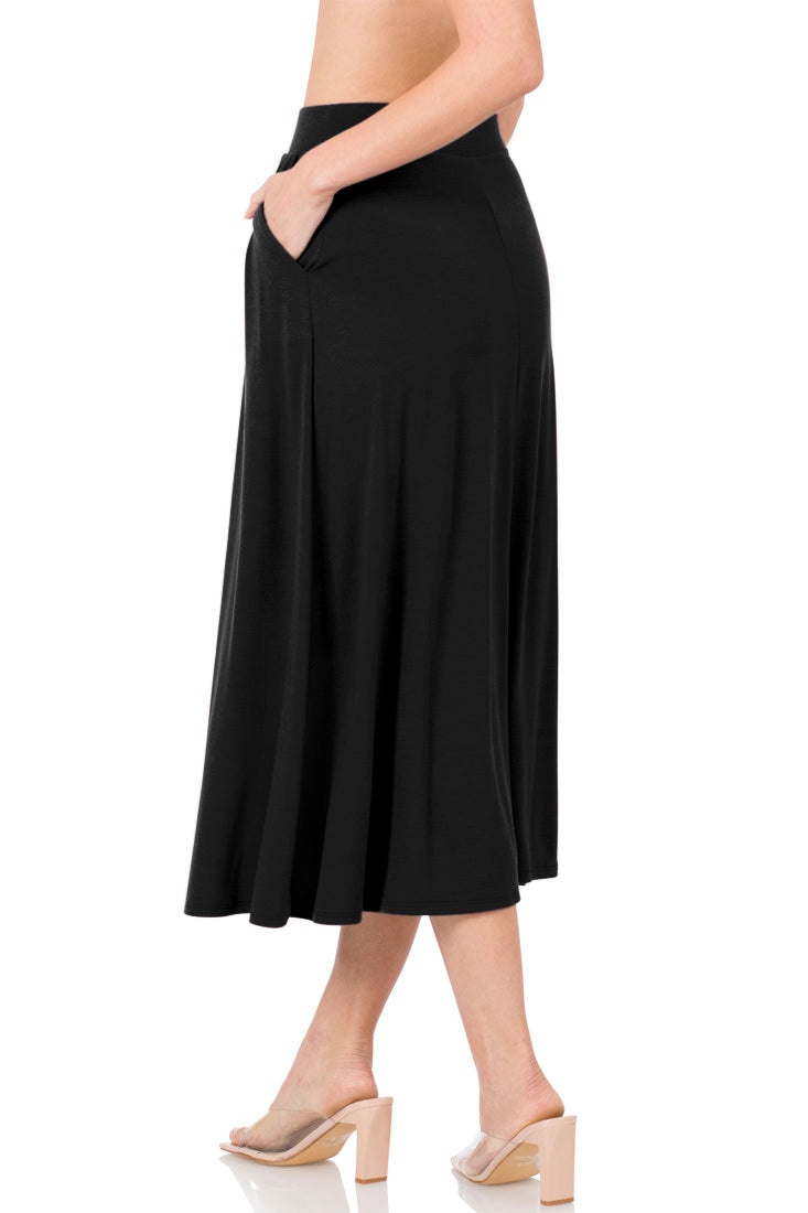 Zenana High Waist Pleated Midi Skirt - Skirts sb_bottoms