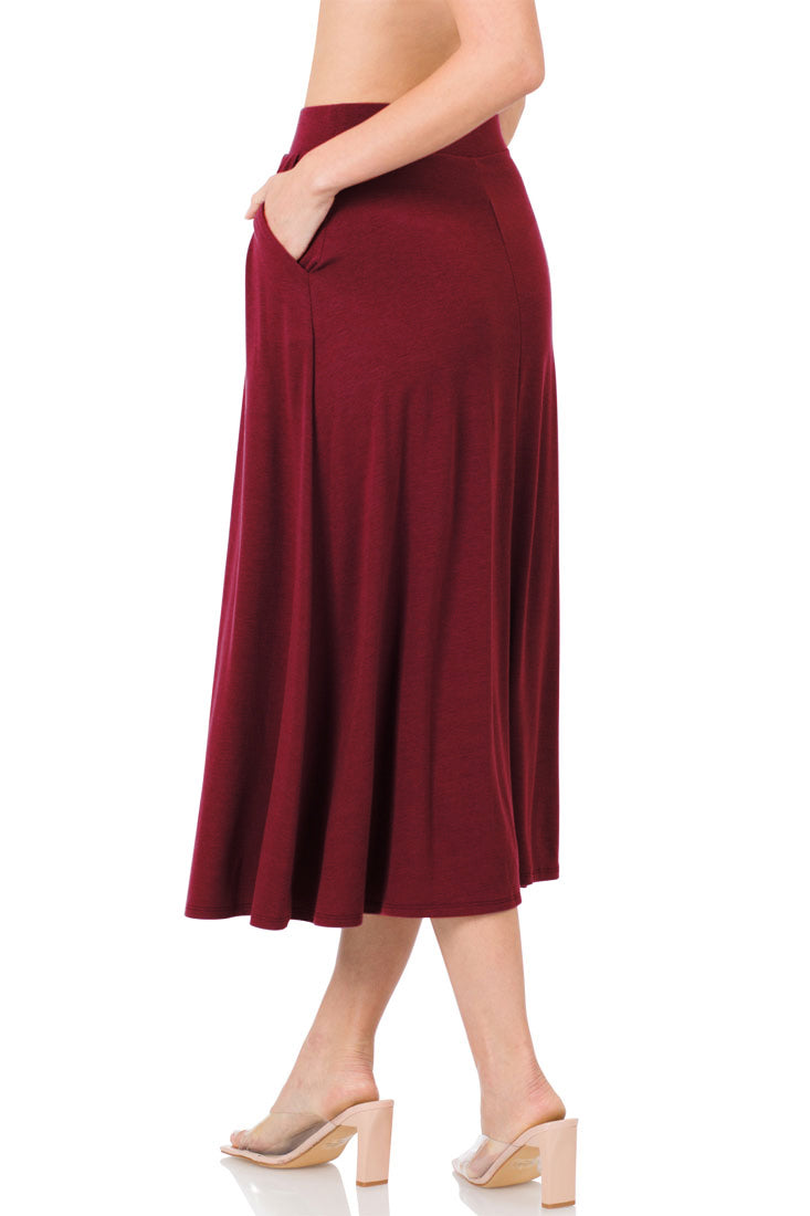 Zenana High Waist Pleated Midi Skirt - Skirts sb_bottoms