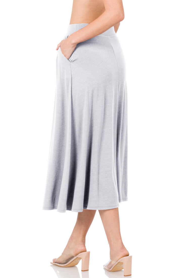Zenana High Waist Pleated Midi Skirt - Skirts sb_bottoms