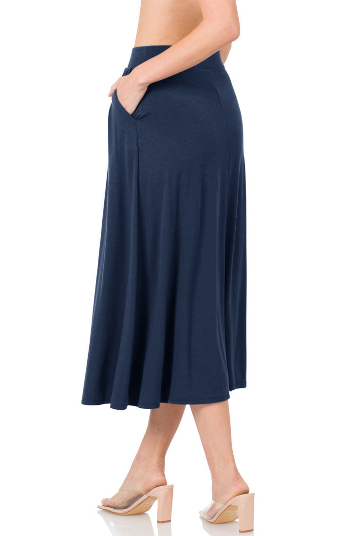 Zenana High Waist Pleated Midi Skirt - Skirts sb_bottoms