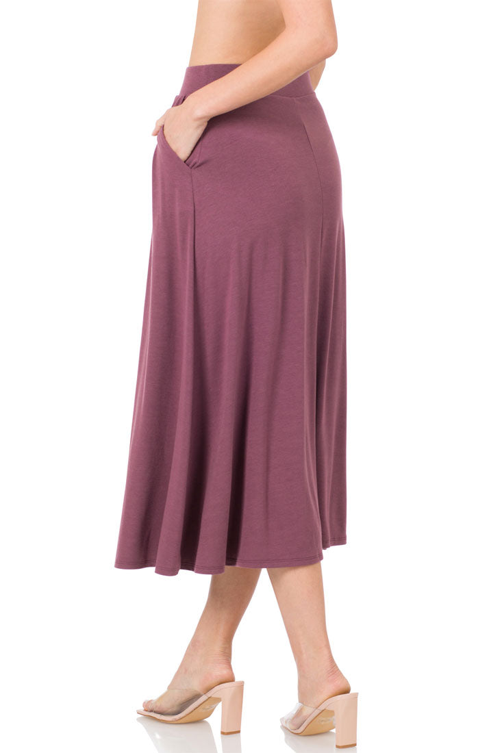 Zenana High Waist Pleated Midi Skirt - Skirts sb_bottoms