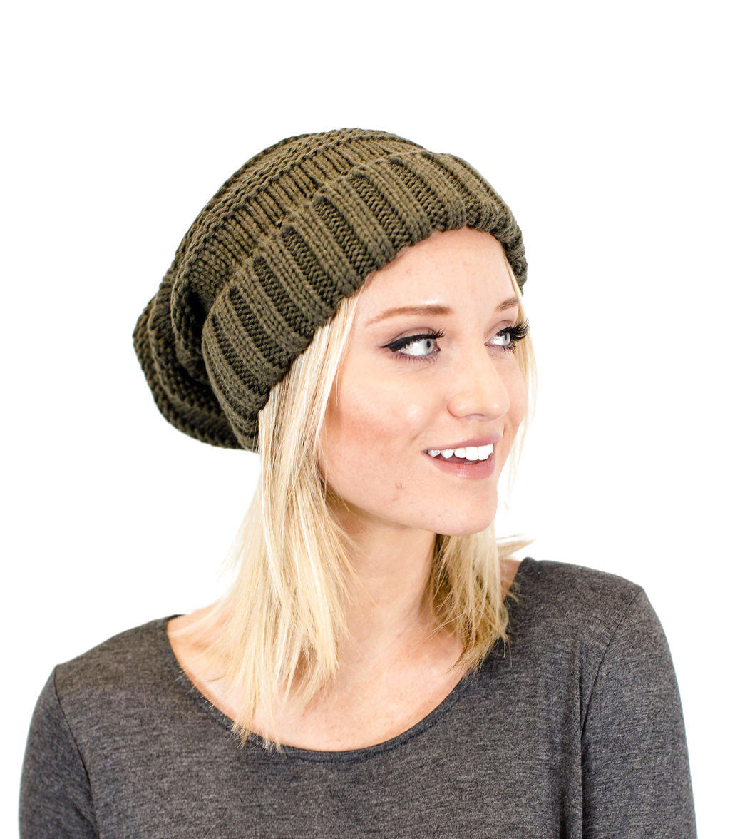 Unisex Solid Oversized Slouchy Knit Beanie
