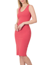 Cotton Sleeveless Bodycon Tank Knee Length Midi Dress