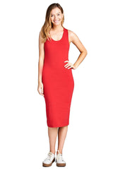 Cotton Bodycon Racerback Midi Dress dress- Niobe Clothing