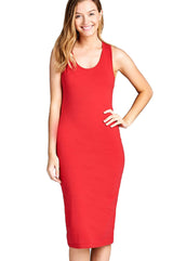 Cotton Bodycon Racerback Midi Dress dress- Niobe Clothing