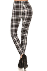 Niobe Clothing Black White Plaid Design Leggings - leggings