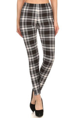Niobe Clothing Black White Plaid Design Leggings - leggings