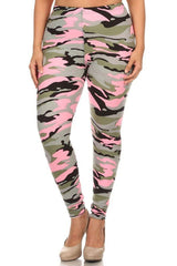 Niobe Clothing Light Pink Camo Design Plus Size Leggings - leggings