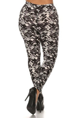 Niobe Clothing Black Abstraction Design Plus Size Leggings - leggings