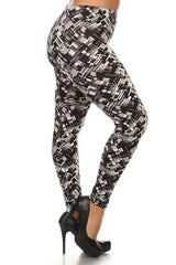 Niobe Clothing Black Abstraction Design Plus Size Leggings - leggings
