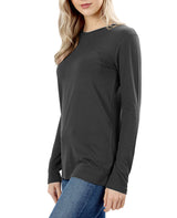 Womens Cotton Long Sleeve Crew Neck Shirt Tops- Niobe Clothing