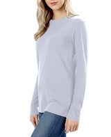 Womens Cotton Long Sleeve Crew Neck Shirt Tops- Niobe Clothing