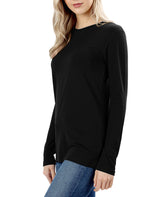 Womens Cotton Long Sleeve Crew Neck Shirt Tops- Niobe Clothing