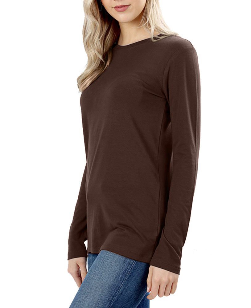 Zenana Cotton Long Sleeve Crew Neck Shirt - Shirts sb_tops