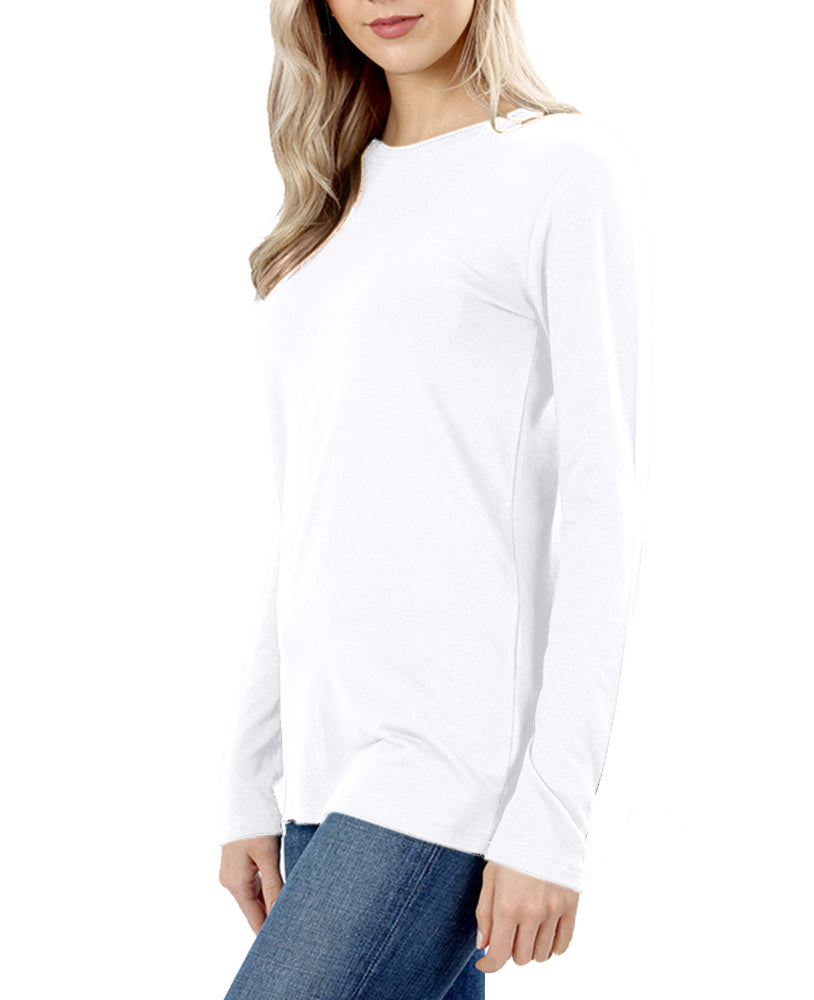 Zenana Cotton Long Sleeve Crew Neck Shirt - Shirts sb_tops