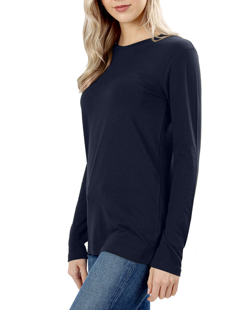 Zenana Cotton Long Sleeve Crew Neck Shirt - Shirts sb_tops