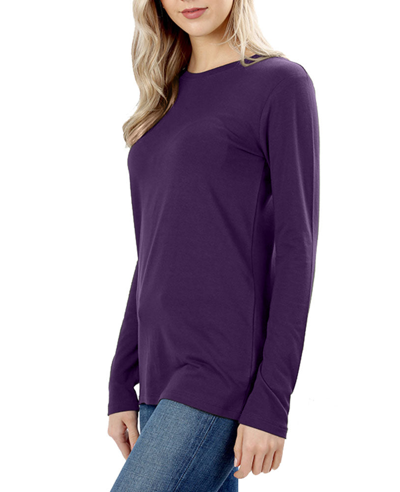 Zenana Cotton Long Sleeve Crew Neck Shirt - Shirts sb_tops